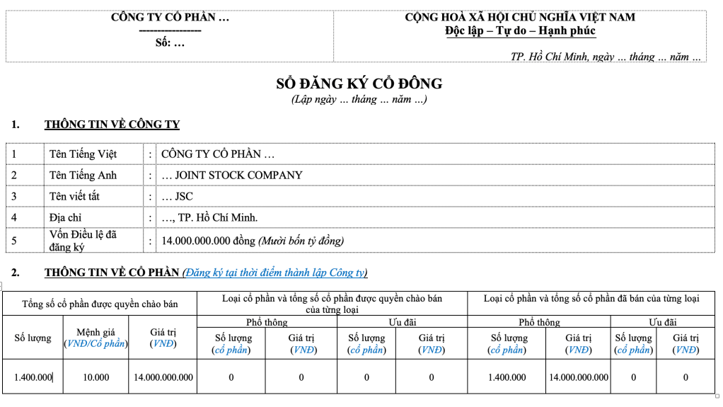 Sổ đăng ký cổ đông